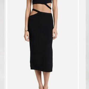 Cult Gaia Skirt Women's S Samira Knit Black Midi Skirt Cut Out